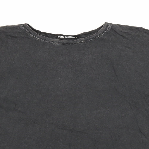 Zara Womens Grey Crew Neck  Cotton Pullover Jumper Size S