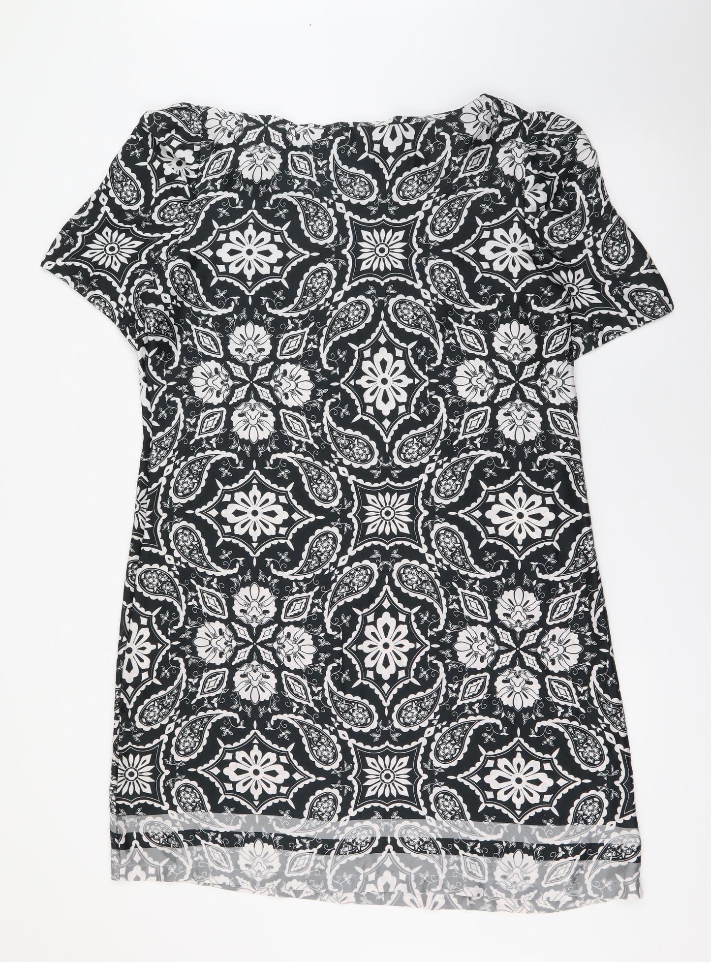 George Womens Black Geometric Polyester Shift  Size 16  Scoop Neck
