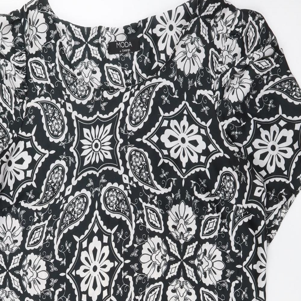 George Womens Black Geometric Polyester Shift  Size 16  Scoop Neck
