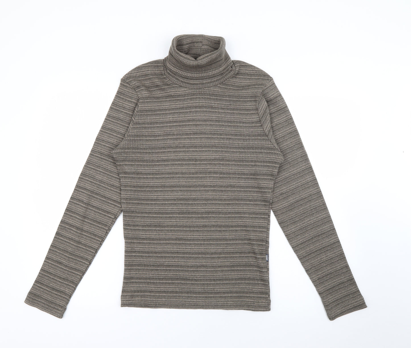 Mexx Womens Brown Roll Neck Striped Cotton Pullover Jumper Size S