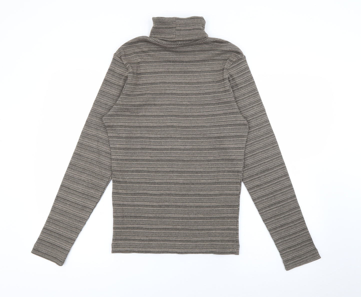 Mexx Womens Brown Roll Neck Striped Cotton Pullover Jumper Size S