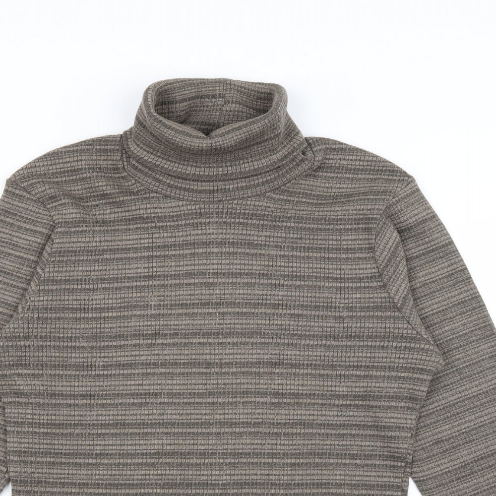 Mexx Womens Brown Roll Neck Striped Cotton Pullover Jumper Size S