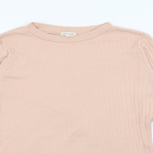 River Island Womens Pink Crew Neck  Polyester Pullover Jumper Size 8