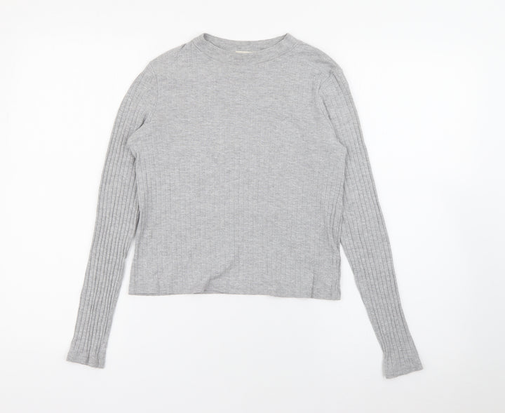 River Island Womens Grey Crew Neck  Cotton Pullover Jumper Size 8