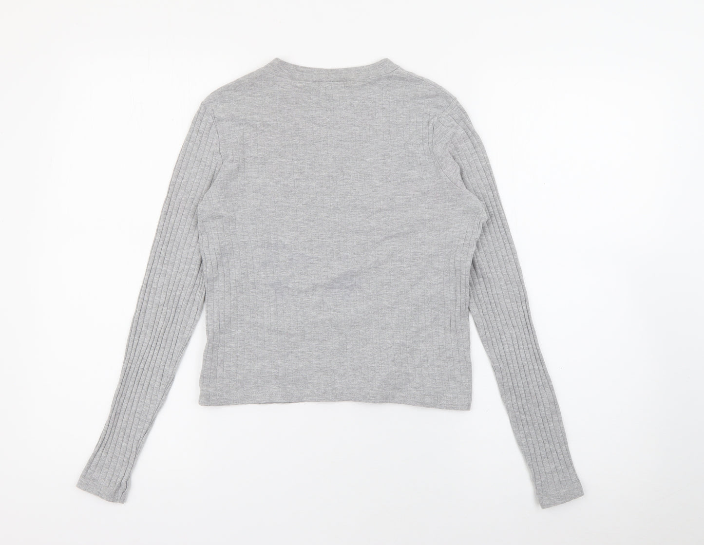 River Island Womens Grey Crew Neck  Cotton Pullover Jumper Size 8