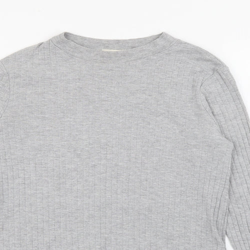 River Island Womens Grey Crew Neck  Cotton Pullover Jumper Size 8