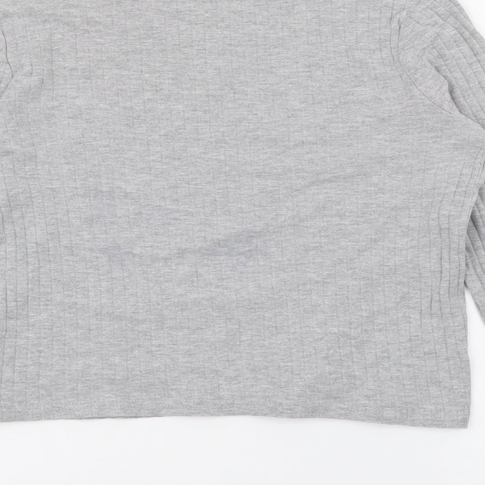River Island Womens Grey Crew Neck  Cotton Pullover Jumper Size 8