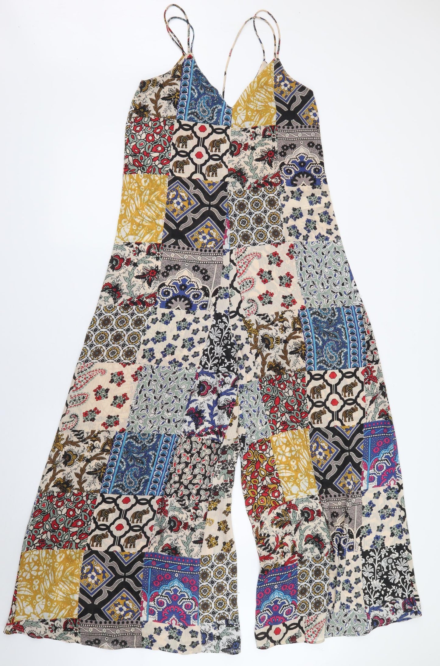 Zara Womens Multicoloured Geometric Polyester Jumpsuit One-Piece Size XS L24 in