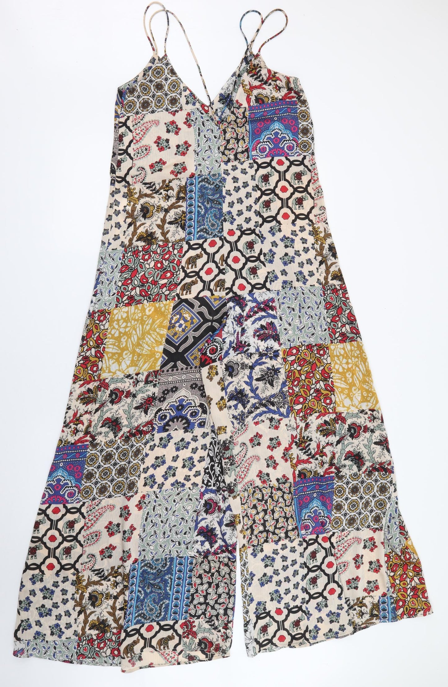 Zara Womens Multicoloured Geometric Polyester Jumpsuit One-Piece Size XS L24 in