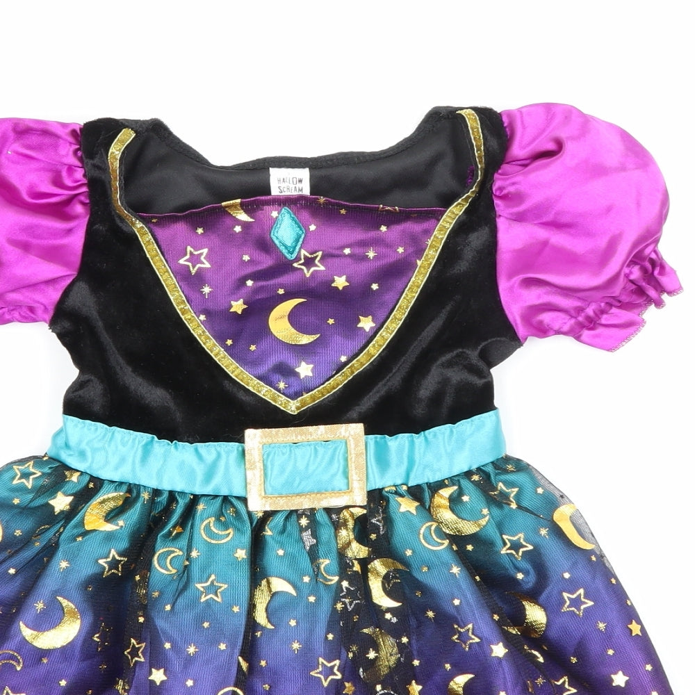 Hallow Scream  Girls Purple Geometric Polyester Fit & Flare  Size 12-18 Months  Square Neck  - Fancy Dress