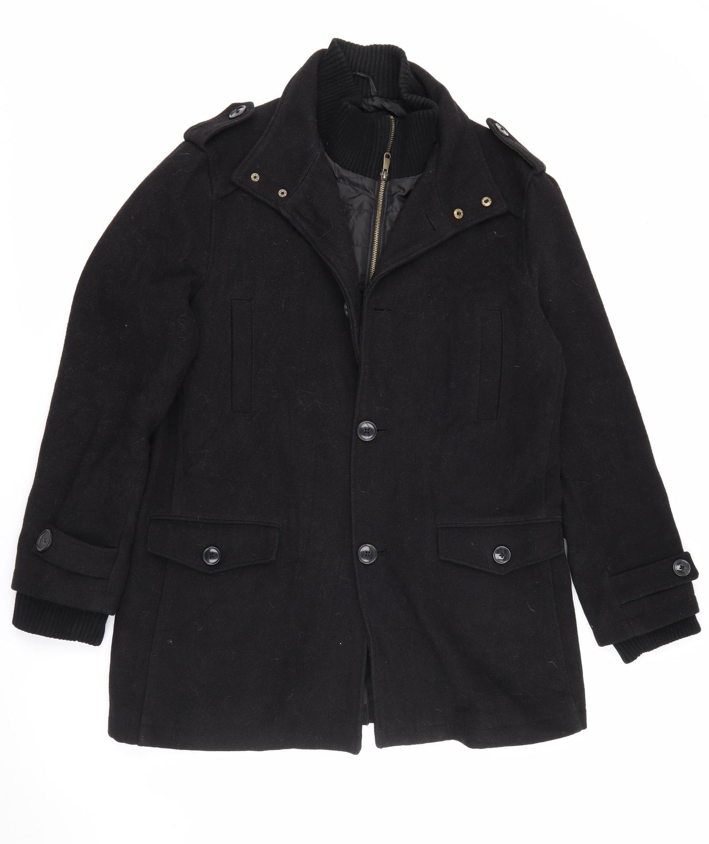 Cedar Wood State Mens Black   Overcoat Jacket Size L  Zip