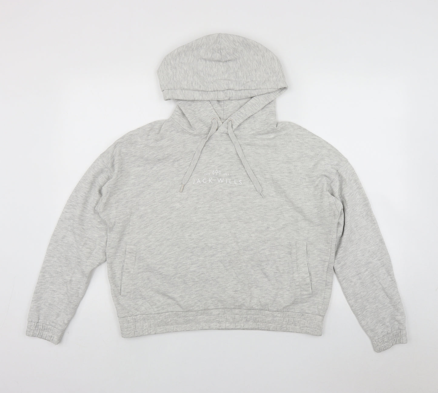 Jack Wills Womens Grey  Cotton Pullover Hoodie Size 14