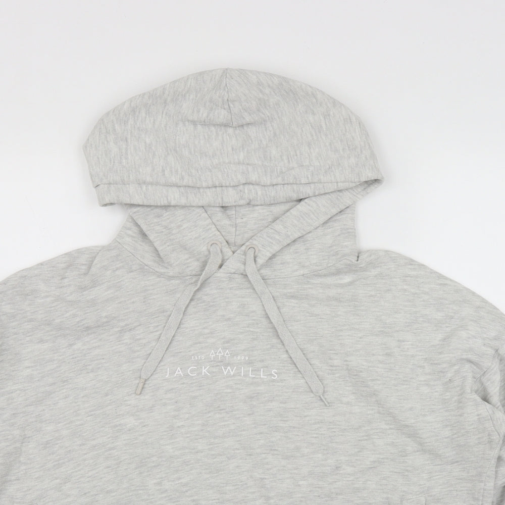 Jack Wills Womens Grey  Cotton Pullover Hoodie Size 14