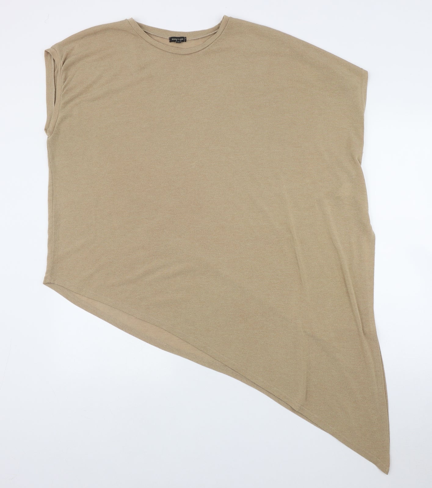 River Island Womens Beige  Polyester Tunic Tank Size 18 Round Neck - Assymetric hem