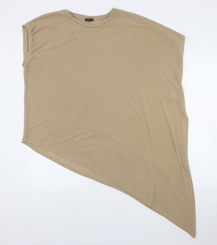 River Island Womens Beige  Polyester Tunic Tank Size 18 Round Neck - Assymetric hem