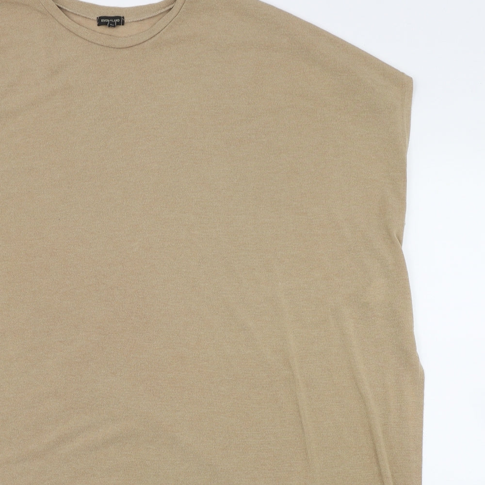 River Island Womens Beige  Polyester Tunic Tank Size 18 Round Neck - Assymetric hem