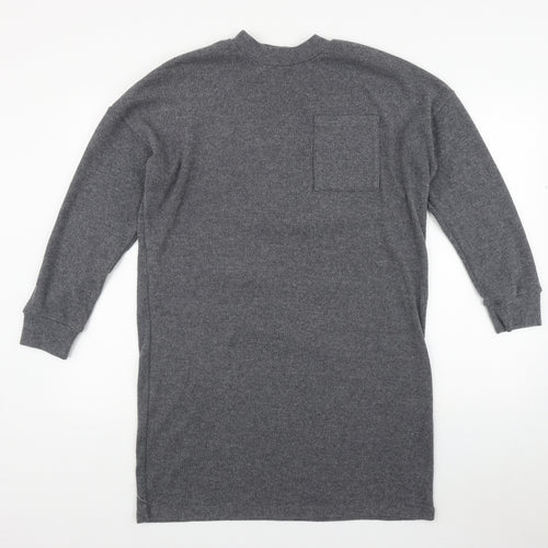 TU Womens Grey Round Neck  Polyester Pullover Jumper Size 12