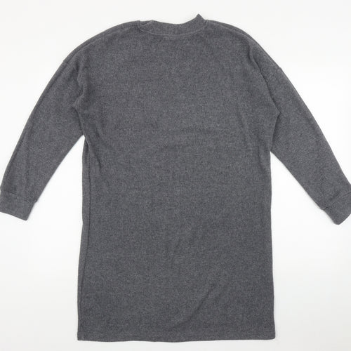 TU Womens Grey Round Neck  Polyester Pullover Jumper Size 12
