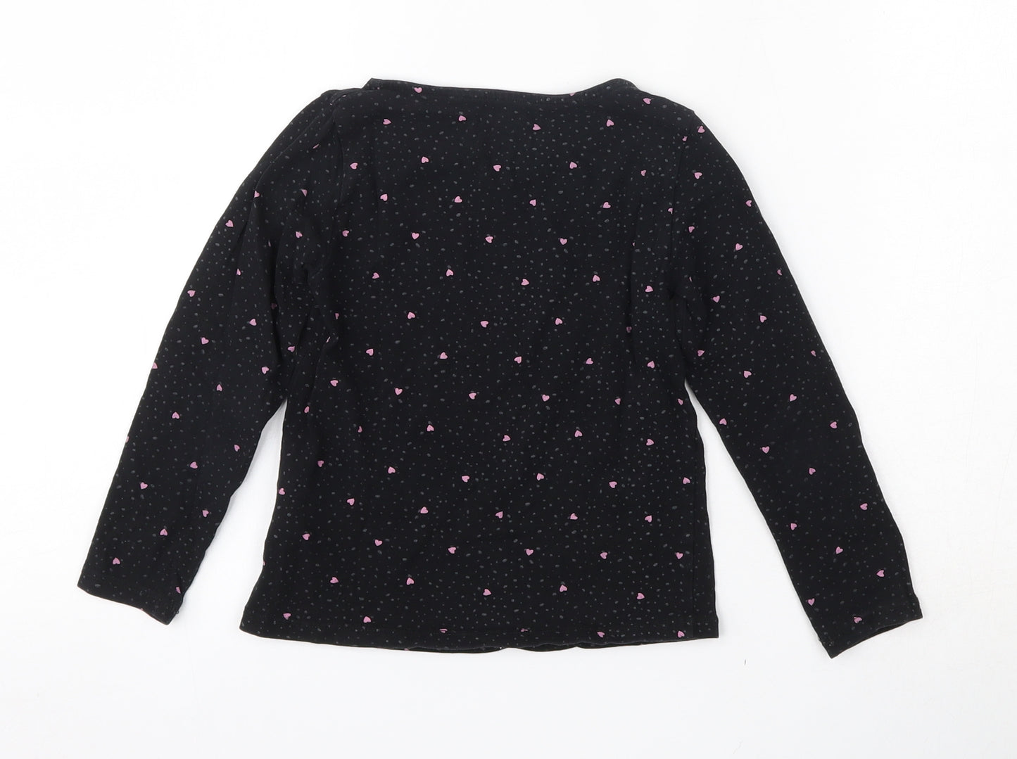 H&M Girls Black Geometric Cotton Basic T-Shirt Size 5-6 Years Round Neck