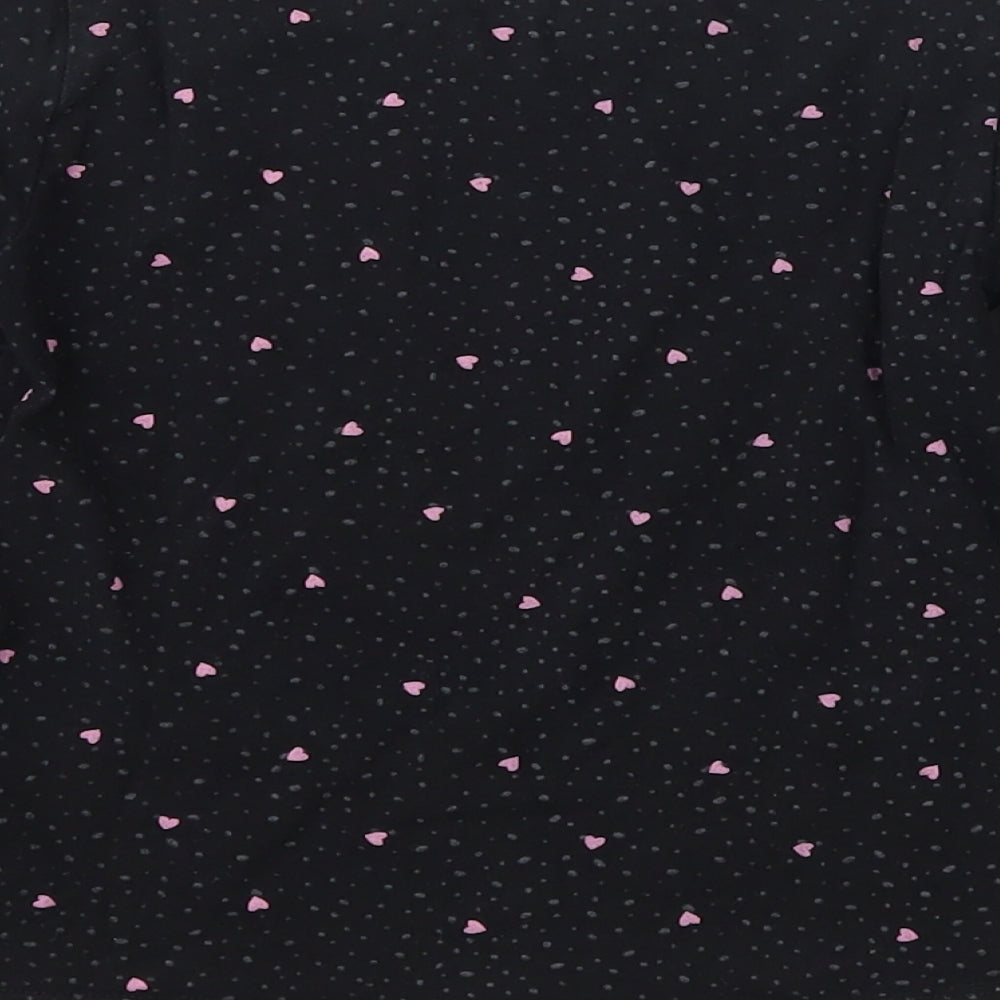 H&M Girls Black Geometric Cotton Basic T-Shirt Size 5-6 Years Round Neck