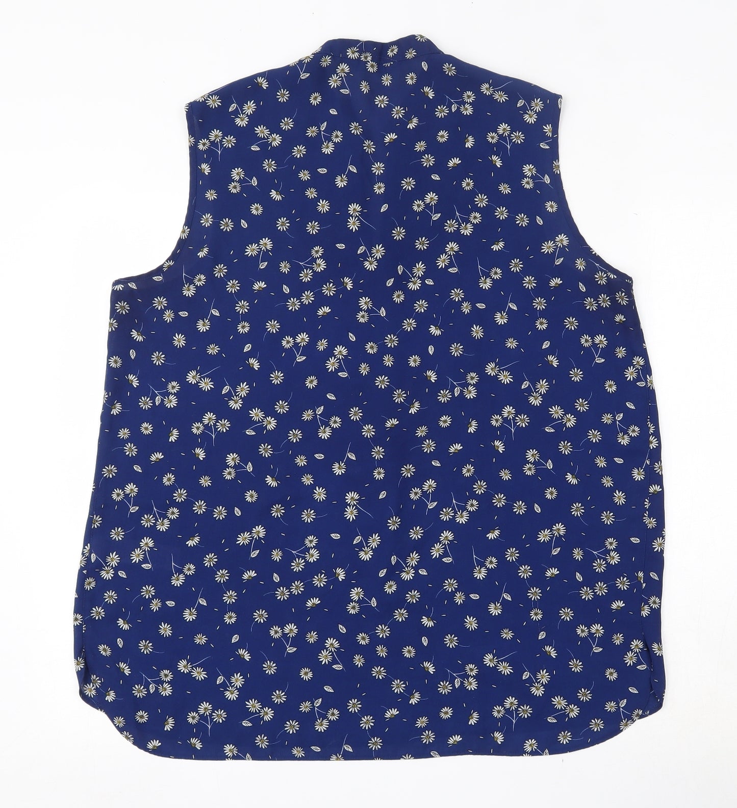 Dorothy Perkins Womens Blue Floral Polyester Basic Blouse Size 16 Round Neck