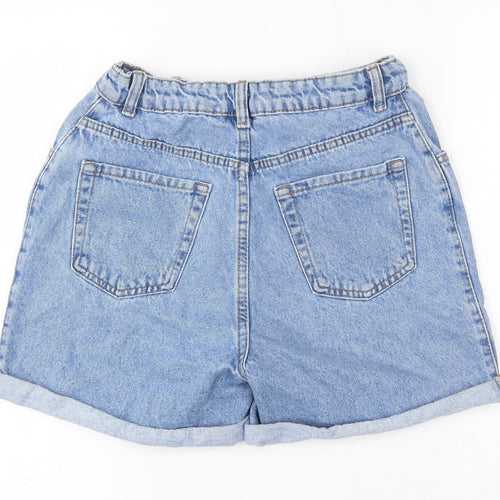 Primark Girls Blue Geometric 100% Cotton Boyfriend Shorts Size 13-14 Years  Regular Drawstring