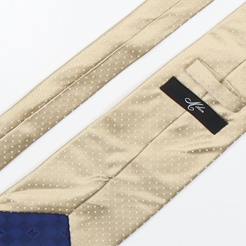 Milan  Mens Gold Polka Dot Silk Pointed Tie One Size