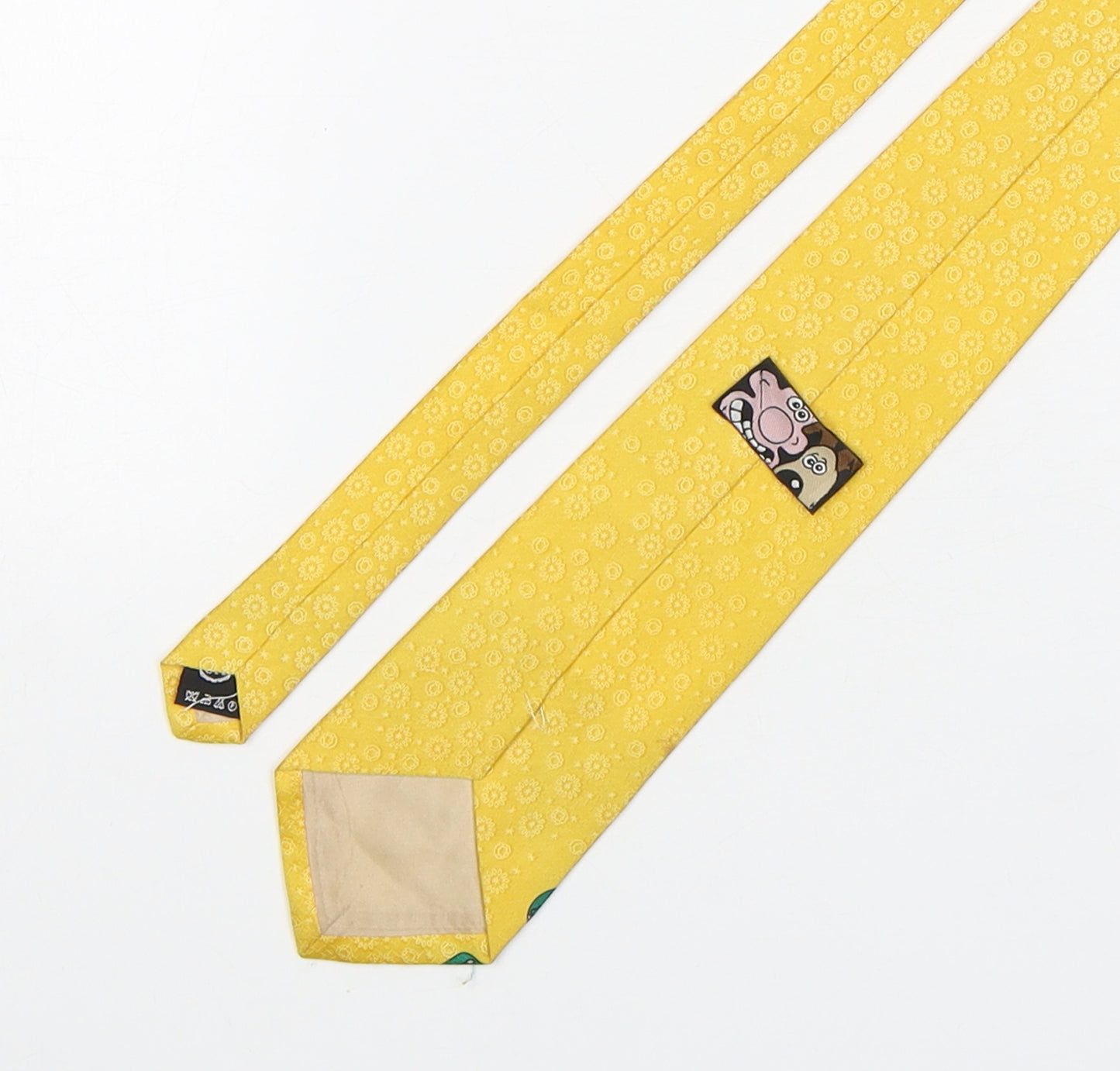 C&A Mens Yellow Floral Polyester Pointed Tie One Size - Wallace And Gromit
