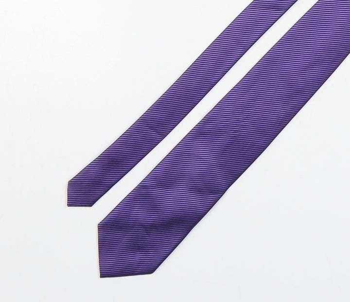 Burton Mens Purple Striped Polyester Pointed Tie One Size