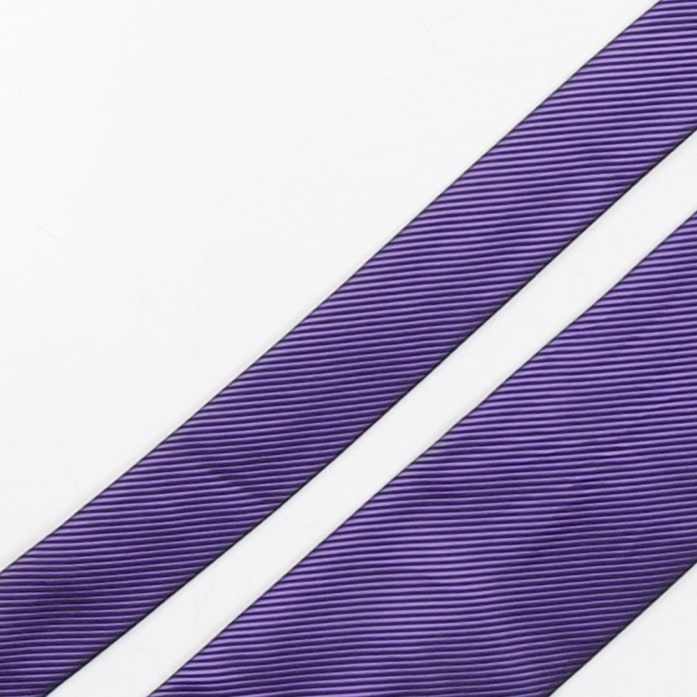 Burton  Mens Purple Striped Polyester Pointed Tie One Size
