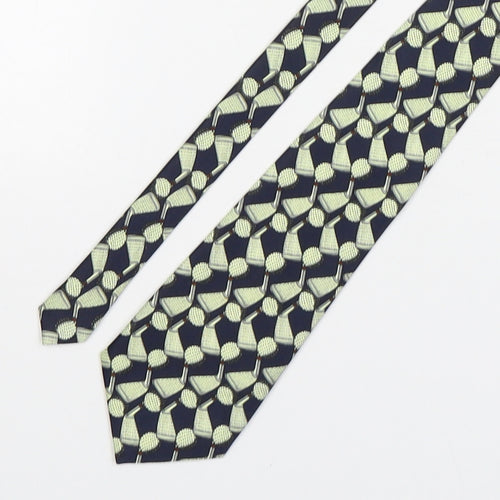 Sette & Bello  Mens Multicoloured Geometric Silk Pointed Tie One Size - Golf