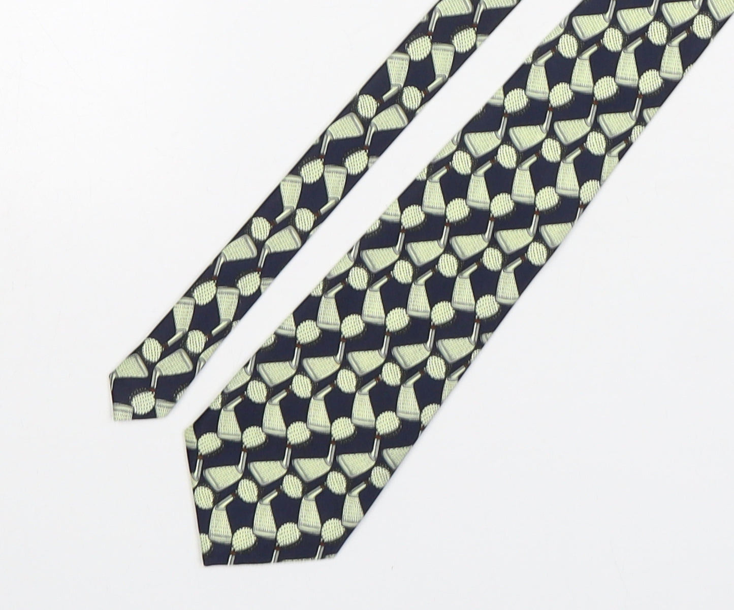 Sette & Bello  Mens Multicoloured Geometric Silk Pointed Tie One Size - Golf