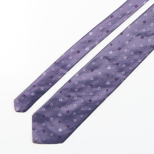 Marks and Spencer Mens Purple Floral Silk Pointed Tie One Size