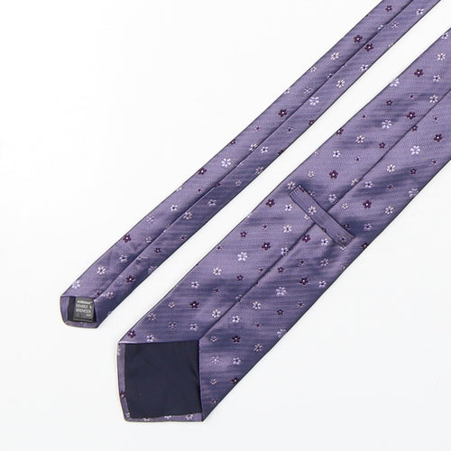 Marks and Spencer Mens Purple Floral Silk Pointed Tie One Size