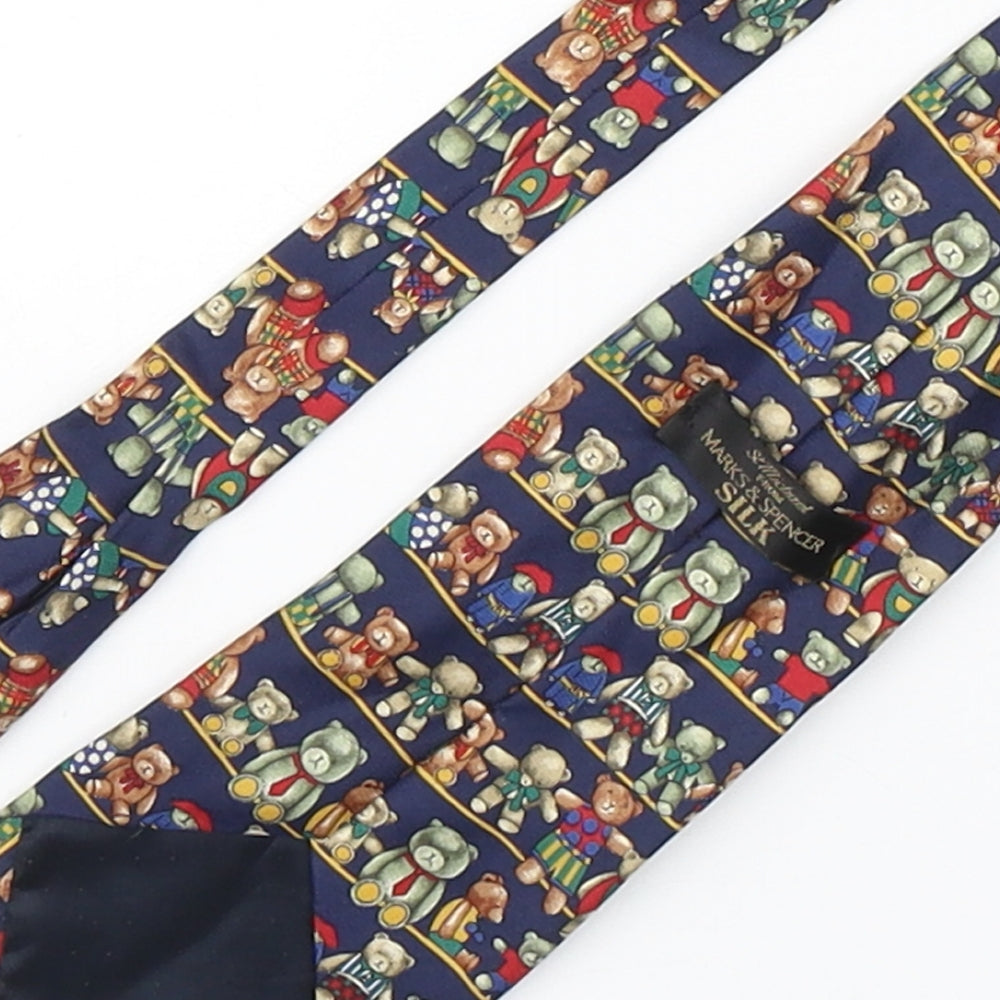 Marks and Spencer Mens Multicoloured Geometric Silk Pointed Tie One Size - Teddy Bear