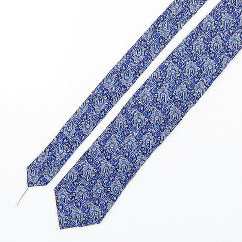 Cecil Jones  Mens Blue Paisley Silk Pointed Tie One Size