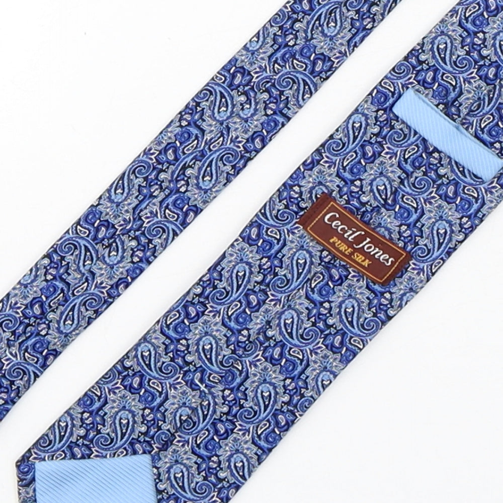 Cecil Jones  Mens Blue Paisley Silk Pointed Tie One Size