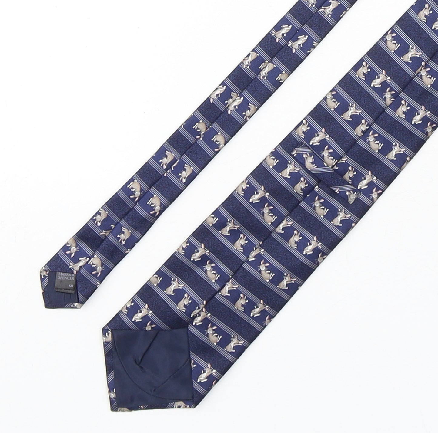 Marks and Spencer Mens Multicoloured Geometric Silk Pointed Tie One Size - rabbit print