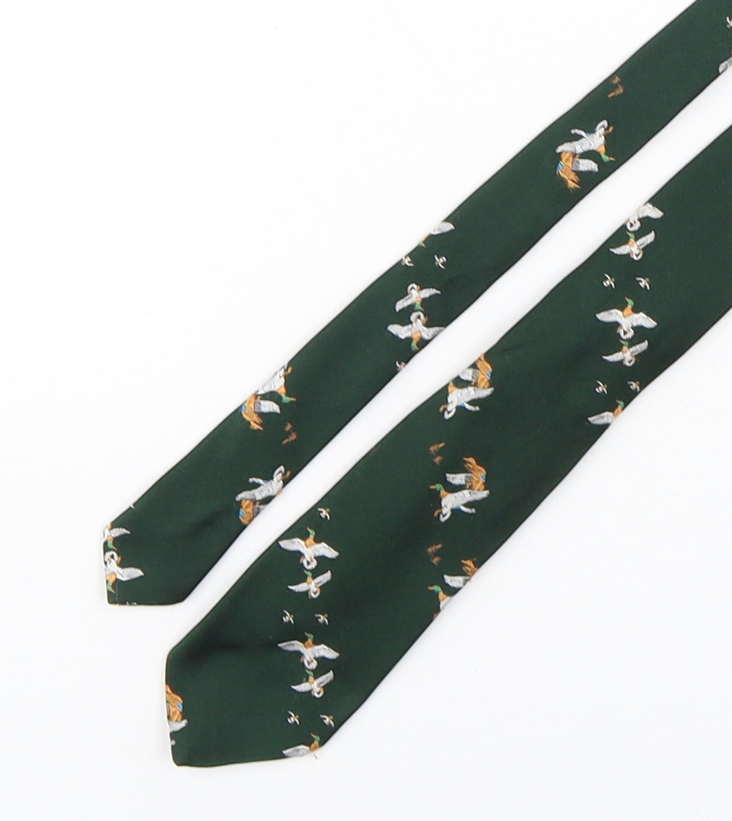 Meliteoflondon  Mens Green Geometric Polyester Pointed Tie One Size - Duck
