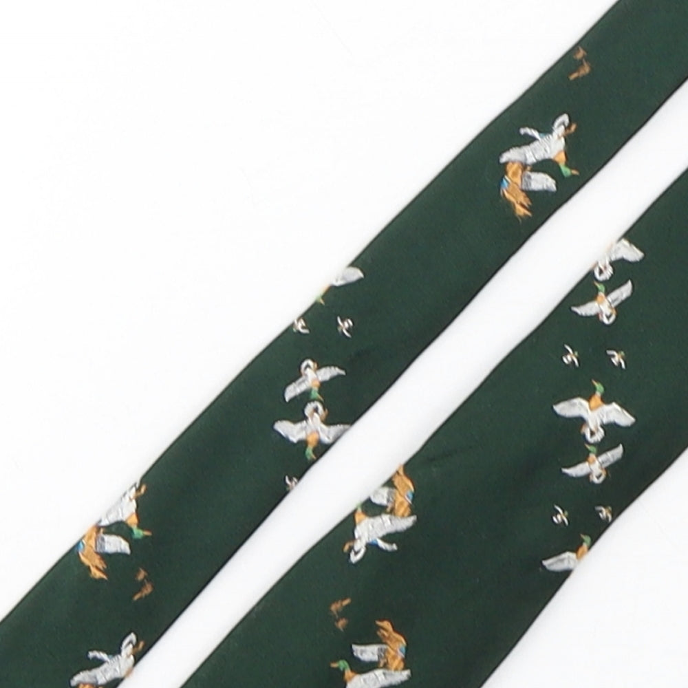 Meliteoflondon  Mens Green Geometric Polyester Pointed Tie One Size - Duck