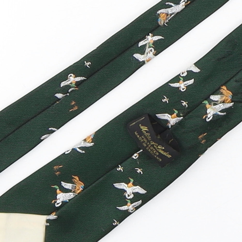 Meliteoflondon  Mens Green Geometric Polyester Pointed Tie One Size - Duck