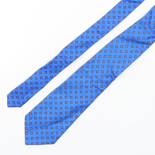 Andrini  Mens Blue Geometric Silk Pointed Tie One Size