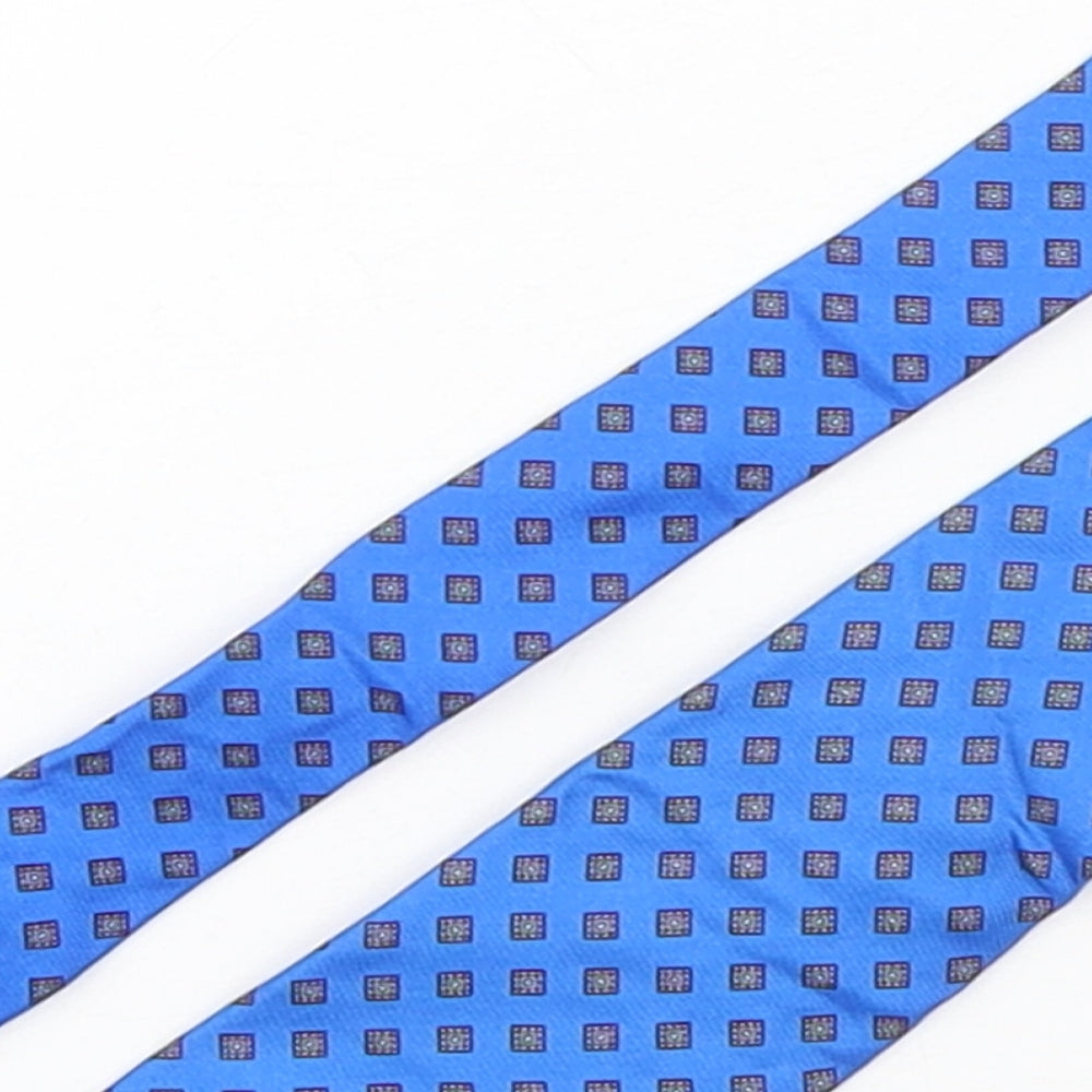 Andrini  Mens Blue Geometric Silk Pointed Tie One Size