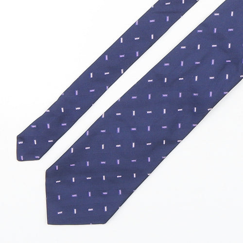Luciano Versi  Mens Blue Geometric Silk Pointed Tie One Size