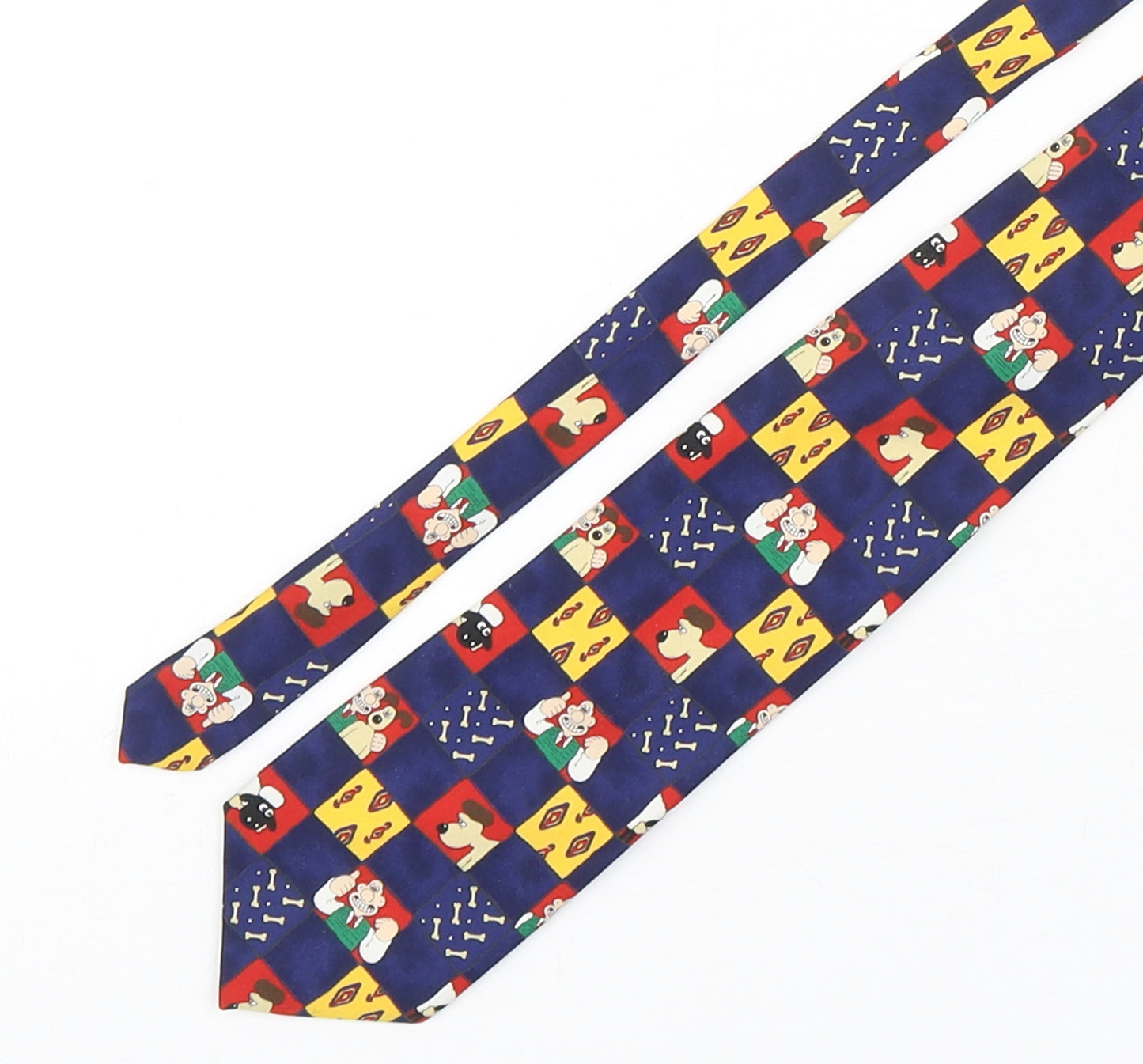 Marks and Spencer Mens Multicoloured Geometric Polyester Pointed Tie One Size - Wallace And Gromit