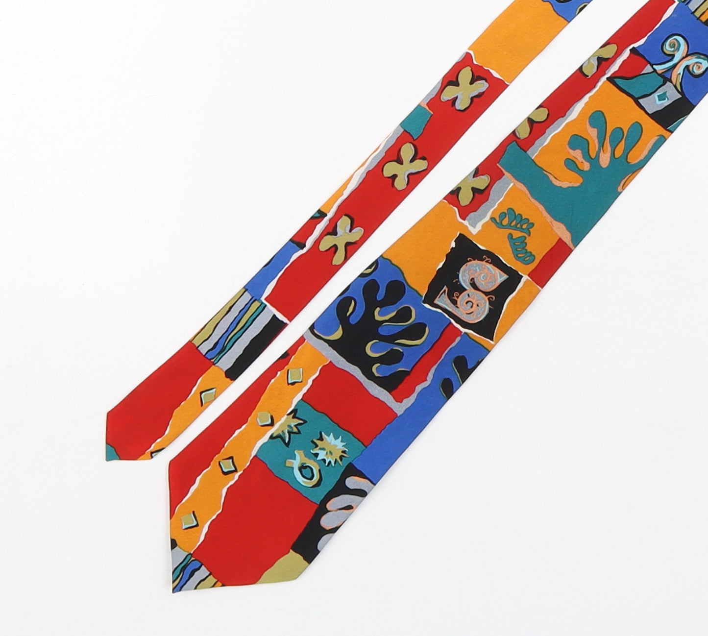 Fnancois Mens Multicoloured Geometric Polyester Pointed Tie One Size