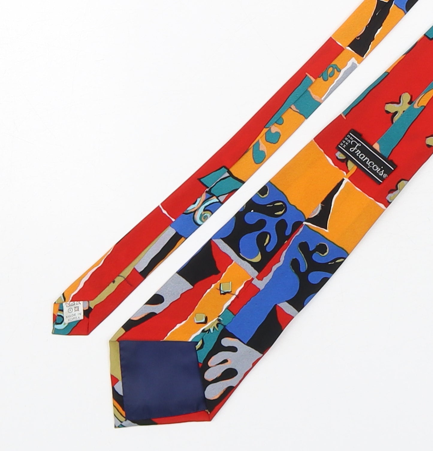 Fnancois Mens Multicoloured Geometric Polyester Pointed Tie One Size