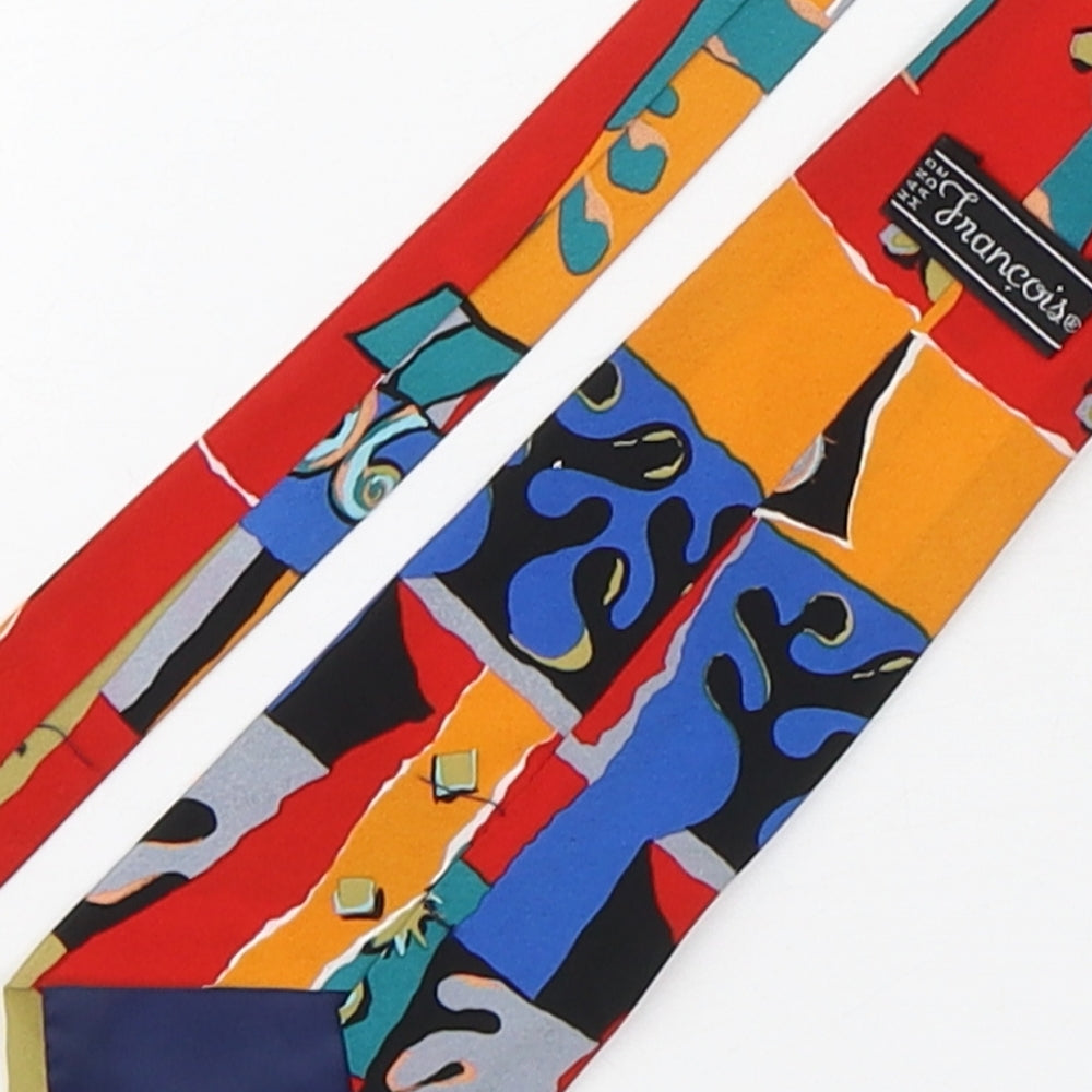 Fnancois Mens Multicoloured Geometric Polyester Pointed Tie One Size