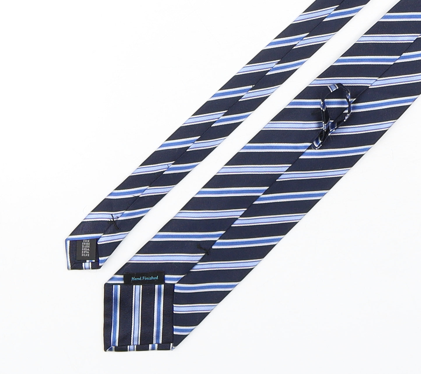 Preworn Mens Blue Striped Silk Pointed Tie One Size