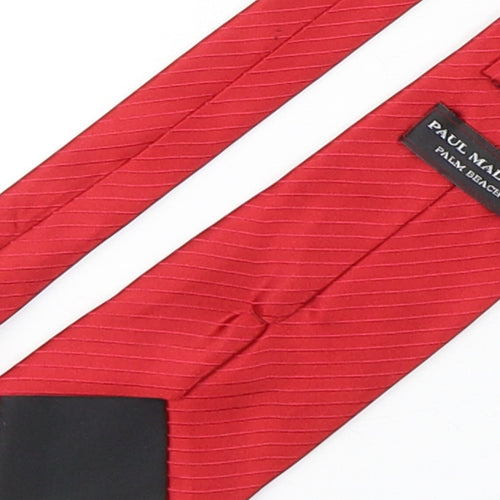 Paul Malone  Mens Red Striped Polyester Pointed Tie One Size